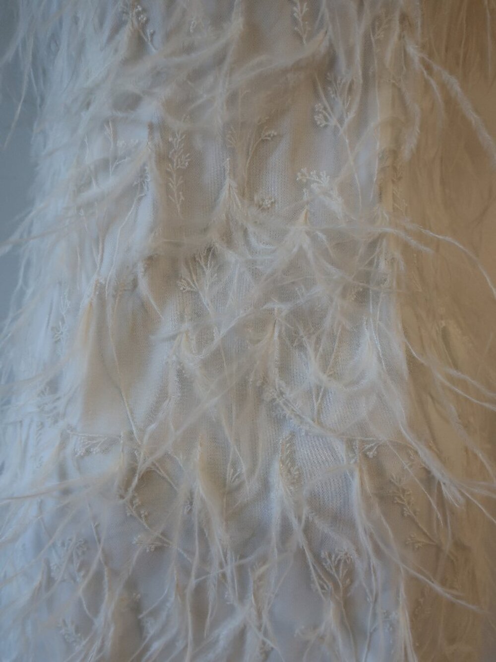 NWT Women Milly Rana White (Item-7014) Short Sleeve Feather Mini Shift Dress S - Picture 11 of 14